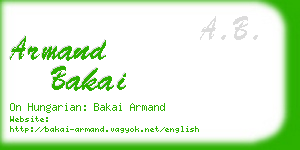 armand bakai business card
